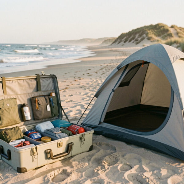 Accessoires voyage camping famille : le coffre léger sur l’Atlantique